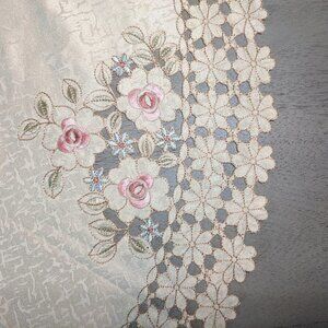 Cross-stitch 34" Round Floral Lace Vintage Tablecloth